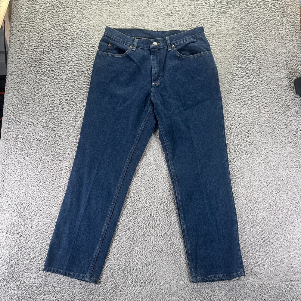 Lee Jeans Mens 34x30 Blue Cotton Denim Straight Leg Regular Fit Workwear Travel